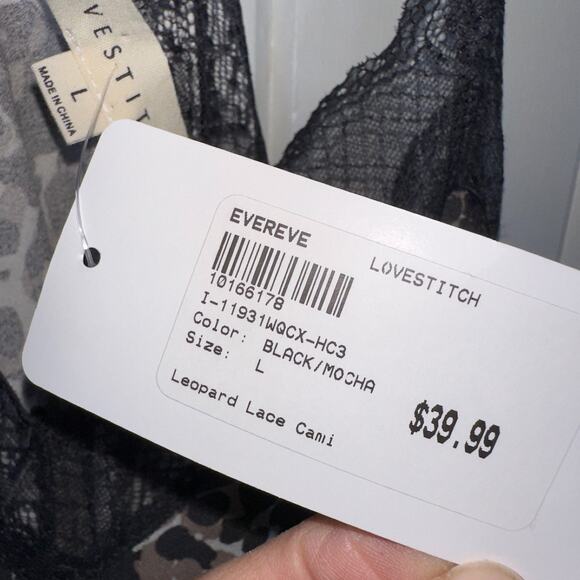 Lovestitch Evereve Cami Large White Grey Leopard Lace Adjust Straps Sexy - Picture 6 of 7